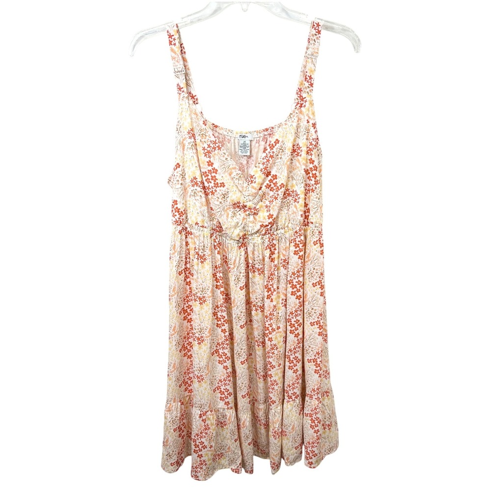 Rue21‎ Plus Size 2X Mini Dress Floral Sun Orange Yellow Beachy Coquette 1761
